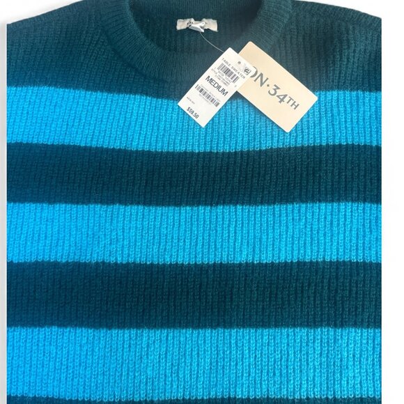 On 34th NWT Sweater Color Block Blue Green Size M NWT - Picture 8 of 13